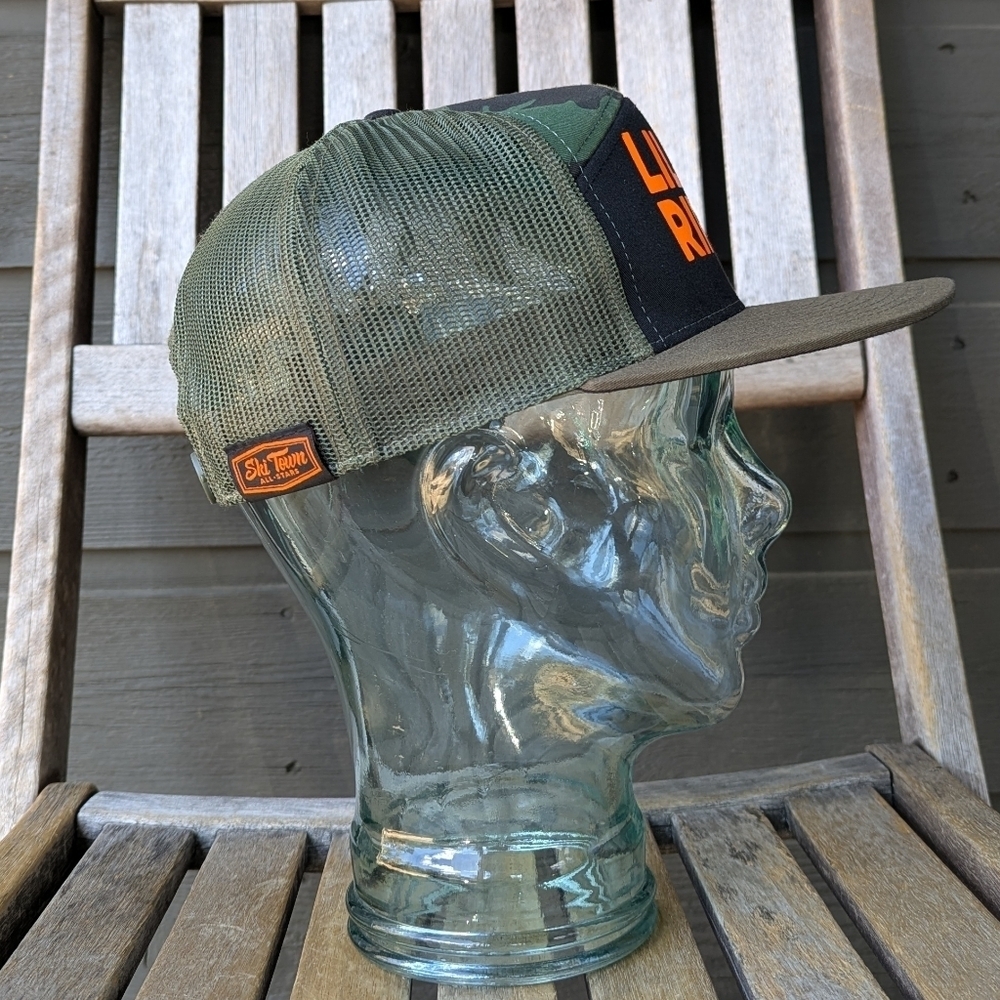 Nwot Ski Town All-Stars Lil Ripper Trucker Hat Camo Flame Orange — image 3 of 8